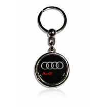 Kľúčenka živicová Audi okrúhla čierna nápis na boku