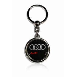 Kľúčenka živicová Audi okrúhla čierna nápis na boku