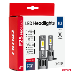 LED žiarovky hlavného svietenia Séria F25 PRO BLACK FULL CANBUS H3 68W 12V 24V