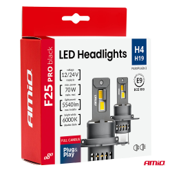 LED žiarovky hlavného svietenia Séria F25 PRO BLACK FULL CANBUS H4 H19 70W 12V 24V