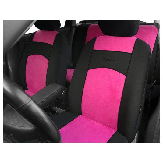 Autopoťahy Tuning 100% ružovo-čierne (velour-textil)