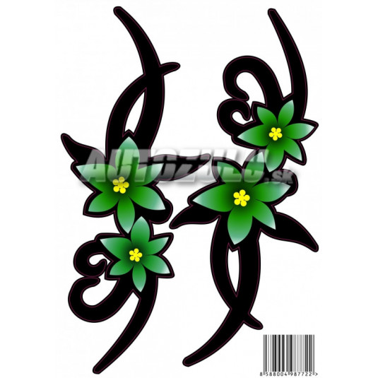 Samolepka kvet zelený 2ks