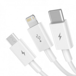 Kábel USB 3v1 BASEUS Superior Series 3,5A, 120 cm biely