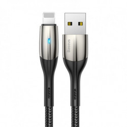 Kábel USB Lightning s LED diódov Baseus Horizontal, čierny 50 cm 2,4A