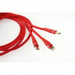 Multi-kábel pre telefón USB C / micro USB 120cm červený FullLINK 3.1A UC-7