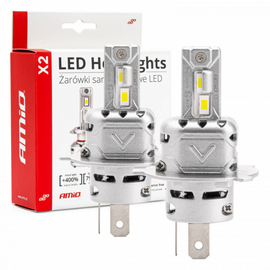 LED žiarovky hlavného svietenia H4 X2 Series AMiO (+canbus)