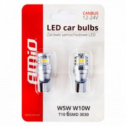 LED žiarovky CANBUS 3030 6SMD T10 W5W W10W White 12V/24V