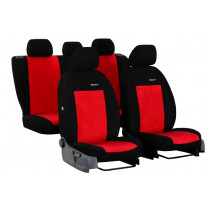 Výpredaj - Poťahy pre SEAT LEON III (2013-2020) Elegance (velour-velour) červeno-čierne
