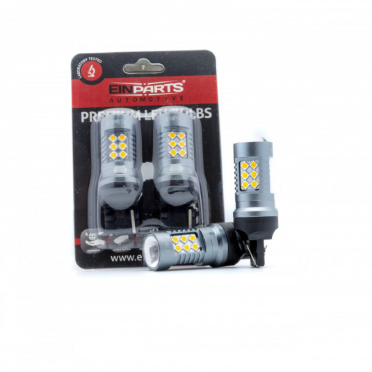 W21W LED žiarovka 24 SMD 3030 jantár canbus