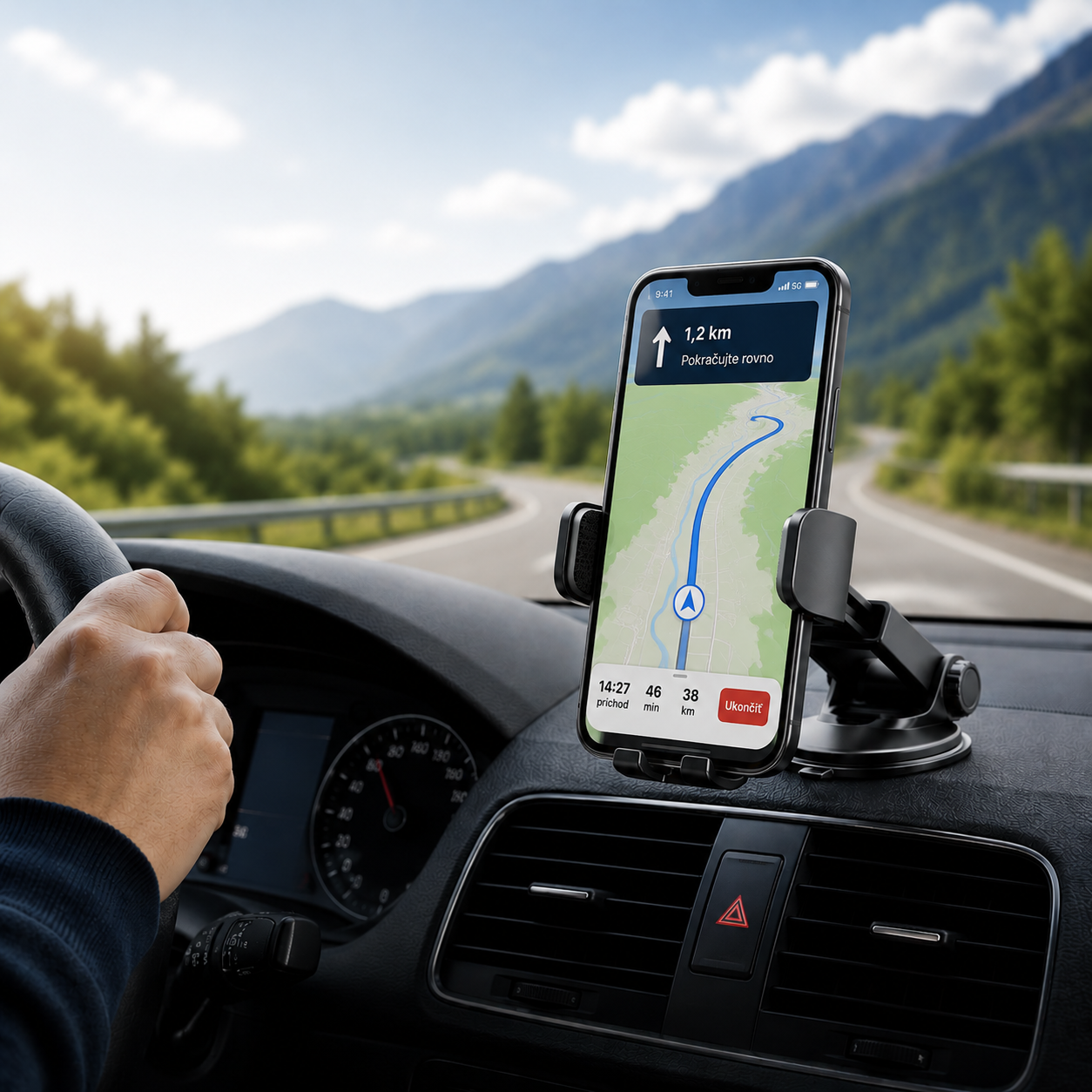 drziak mobilu do auta pri pouzivani navigacie