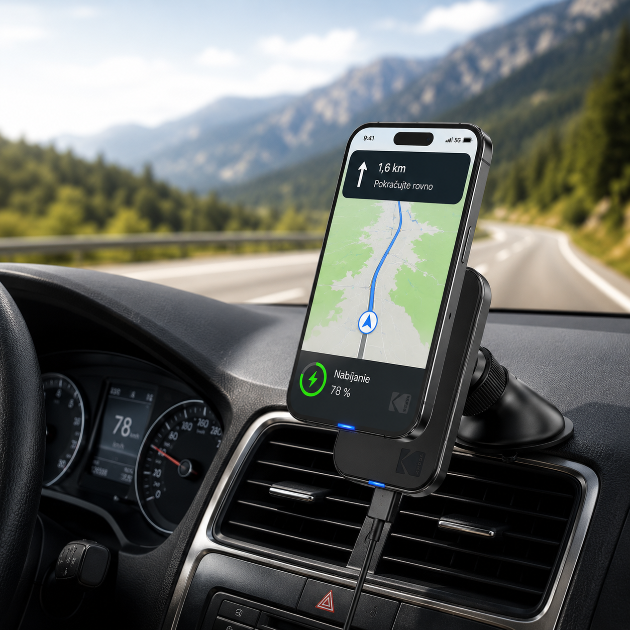 drziak mobilu s bezdrotovym nabijanim do auta