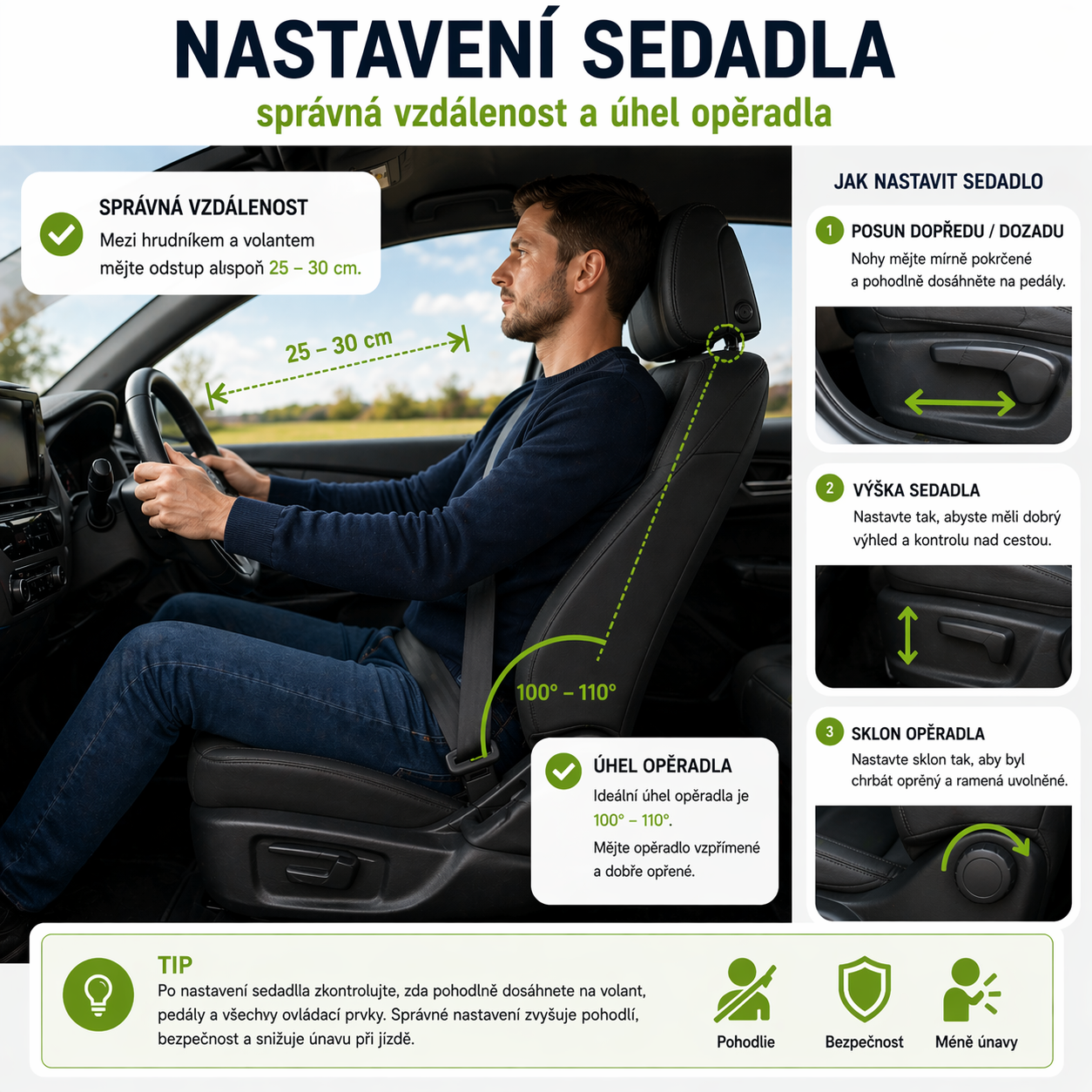 nastaveni sedadla v aute