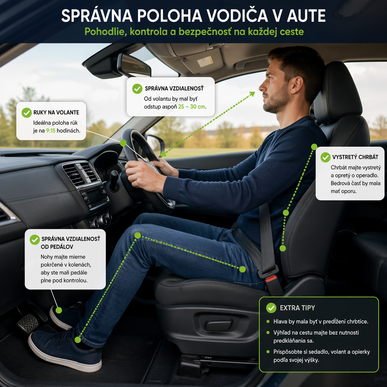 spravne sedenie v aute