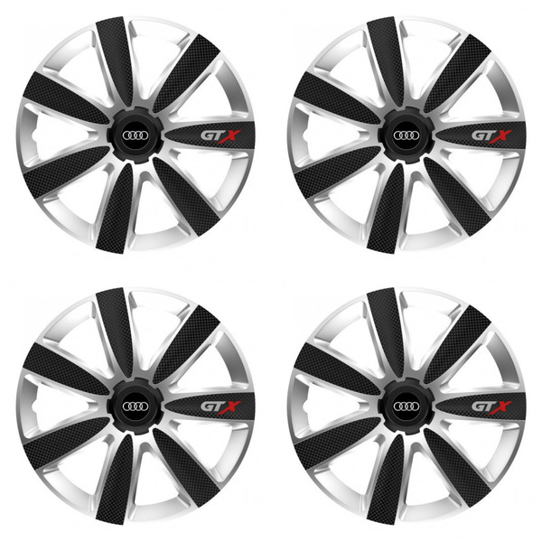 puklice pre  Audi 16 GTX CARBON silver/black