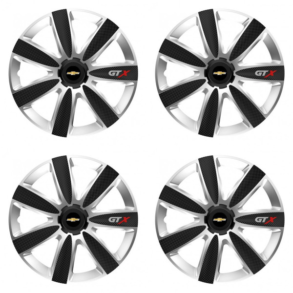 puklice pre  Chevrolet 14 GTX CARBON silver/black
