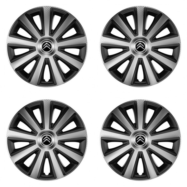 puklice pre Citroen 14 Aviator carbon silver&black