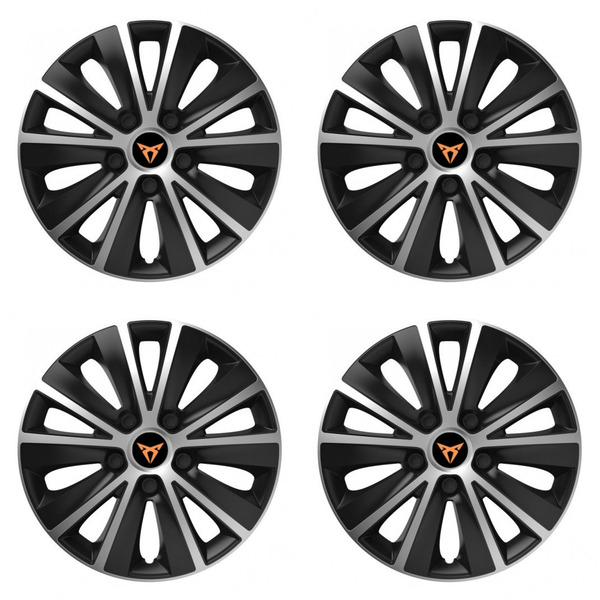 puklice pre  Cupra 14 RAPIDE silver and black