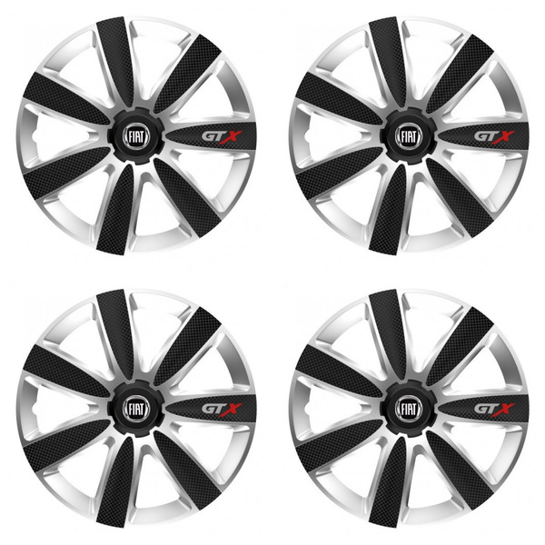 puklice pre  Fiat (čierny) 14 GTX CARBON silver/black