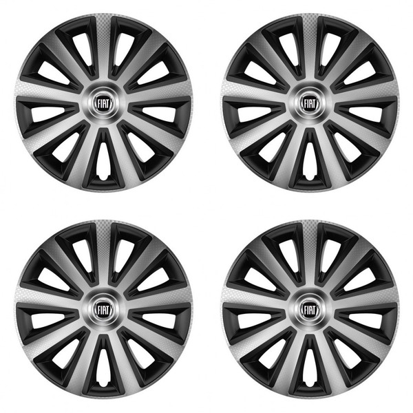 puklice pre  Fiat (čierny) 16 Aviator carbon silver&black