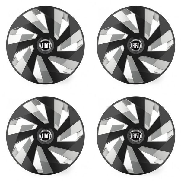 puklice pre  Fiat (čierny) 16 Vector RC black and silver