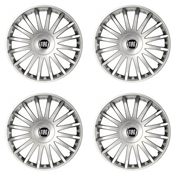 puklice pre  Fiat (čierny) 15 CRYSTAL silver