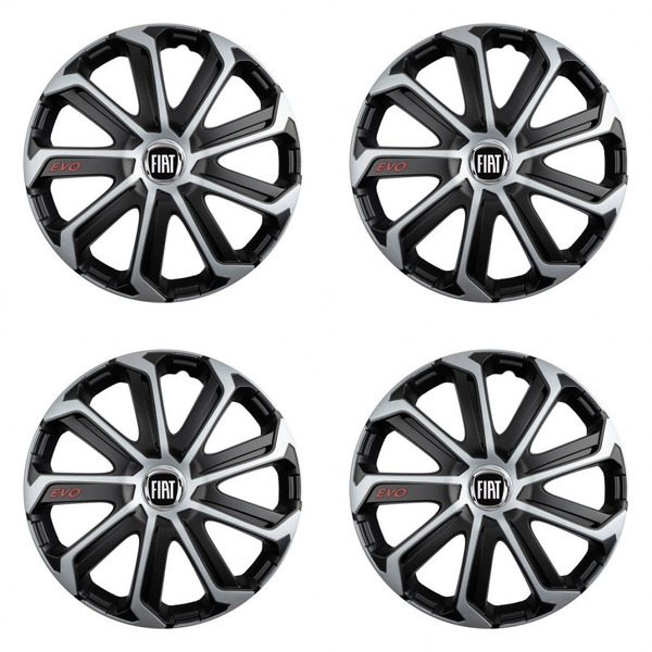 puklice pre Fiat (čierny) 15 Evo black&silver