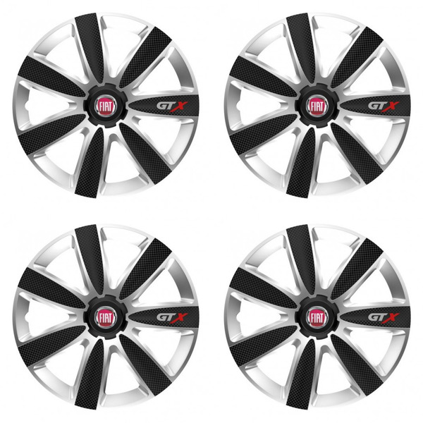 puklice pre Fiat (červené) 14 GTX CARBON silver/black