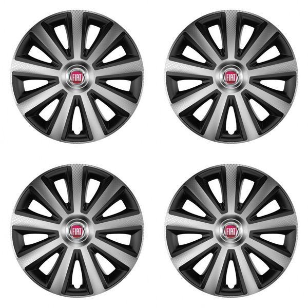 puklice pre  Fiat (červené) 14 Aviator carbon silver&black