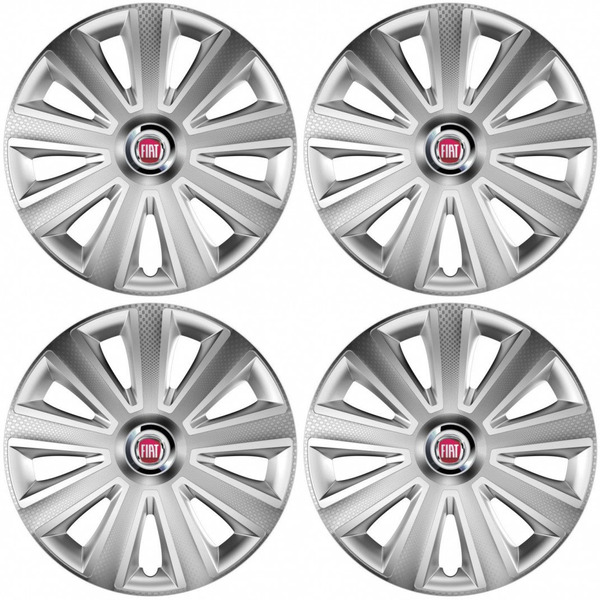 puklice pre  Fiat (červené) 15 Aviator carbon silver