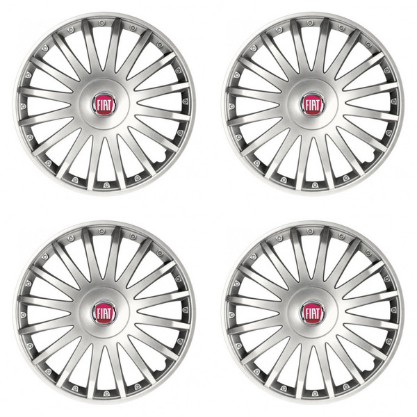 puklice pre  Fiat (červené) 16 CRYSTAL silver