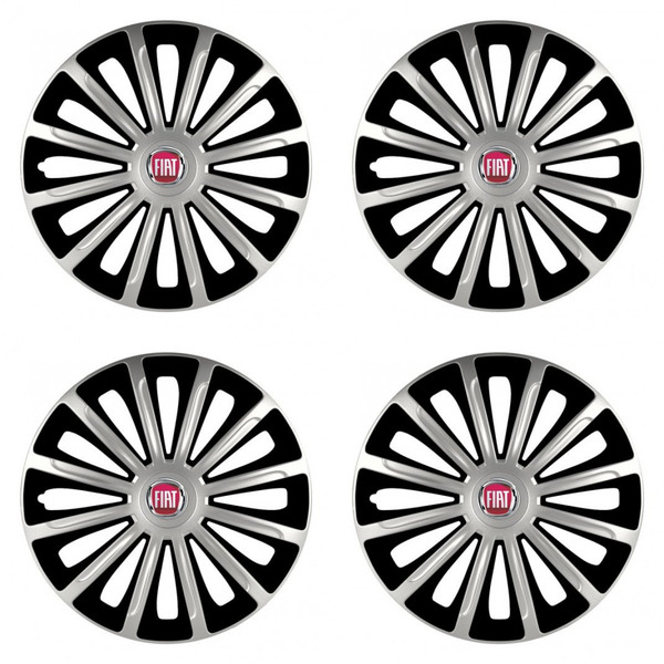 puklice pre  Fiat (červené) 16 TREND silver and black