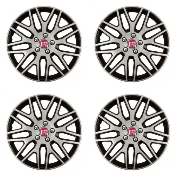 puklice pre Fiat (červené) 15 Dakar NC silver and black