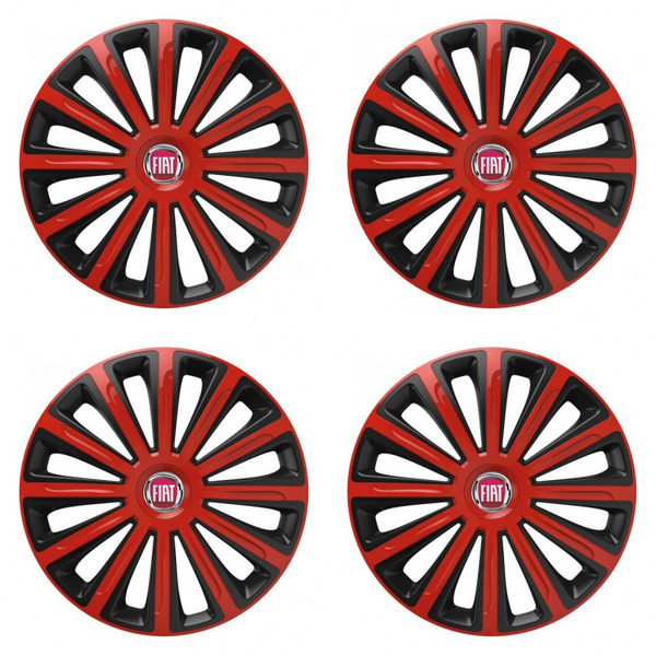 puklice pre Fiat (červené) 16 TREND red and black