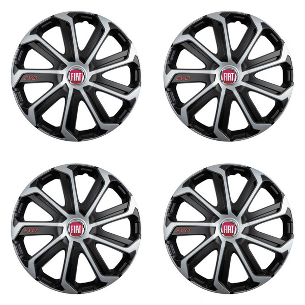 puklice pre Fiat (červené) 14 Evo black&silver