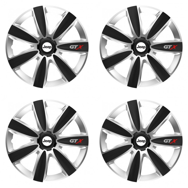 puklice pre  Jeep 16 GTX CARBON silver/black