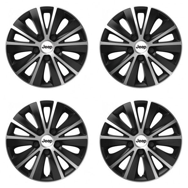 puklice pre  Jeep 16 RAPIDE silver and black