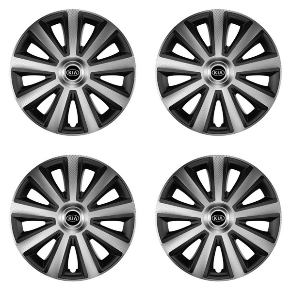 puklice pre  Kia (staršie logo) 15 Aviator carbon silver&black