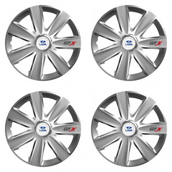 puklice pre Lada 16 GTX CARBON silver