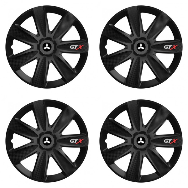 puklice pre  Mitsubishi (strieborné) 15 GTX CARBON black