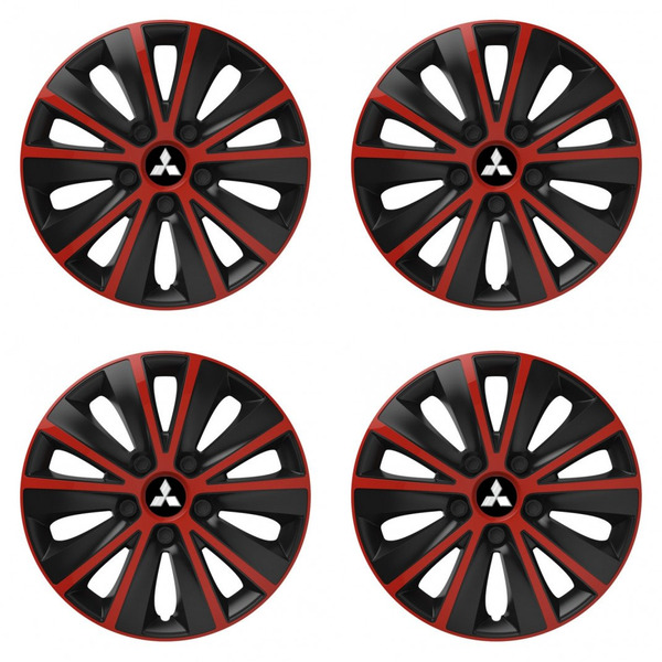 puklice pre  Mitsubishi (strieborné) 15 RAPIDE red and black