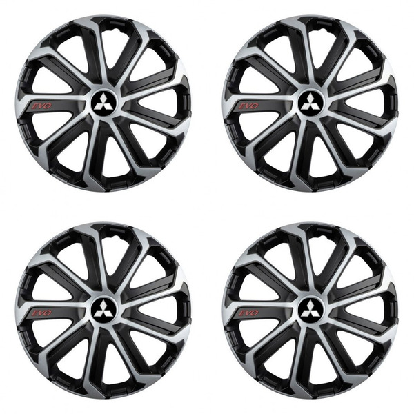 puklice pre  Mitsubishi (strieborné) 16 Evo black&silver