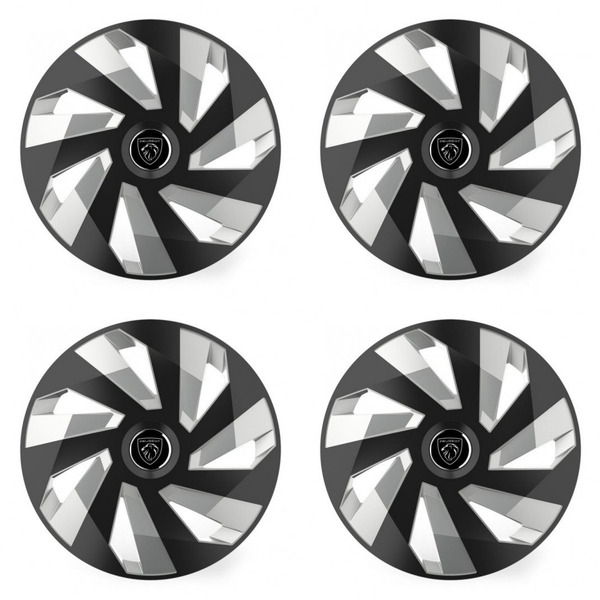 puklice pre Peugeot (nové logo) 14 Vector RC black and silver