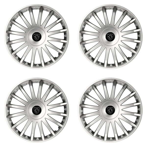puklice pre  Peugeot (nové logo) 15 CRYSTAL silver