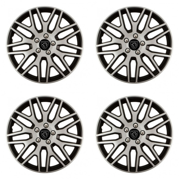 puklice pre Peugeot (nové logo) 16 Dakar NC silver and black