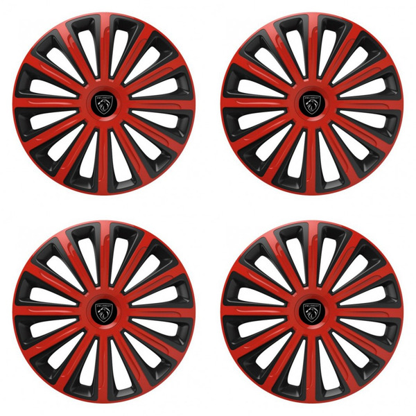 puklice pre Peugeot (nové logo) 15 TREND red and black