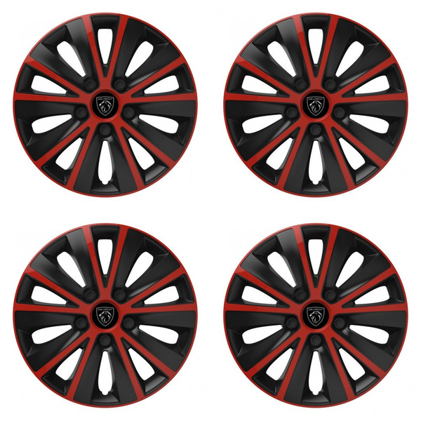 puklice pre  Peugeot (nové logo) 14 RAPIDE red and black