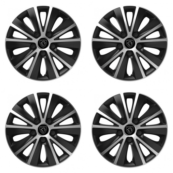 puklice pre  Peugeot (nové logo) 14 RAPIDE silver and black