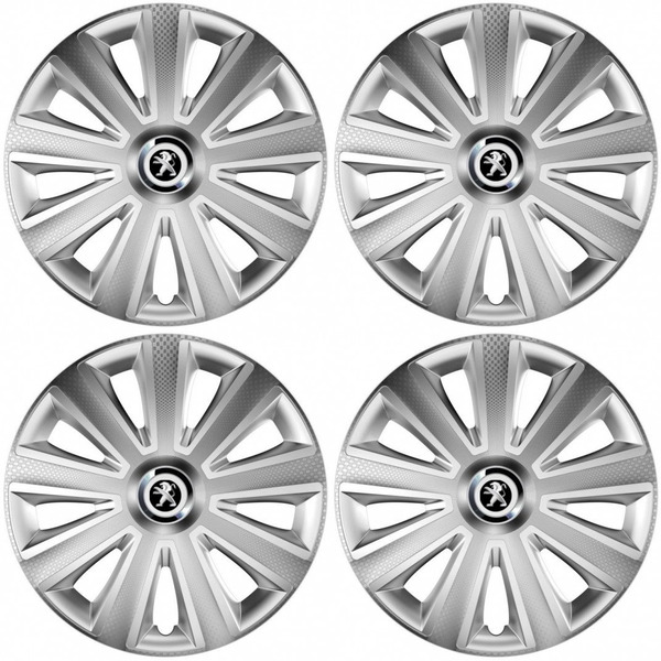 puklice pre  Peugeot (staršie logo) 14 Aviator carbon RC silver