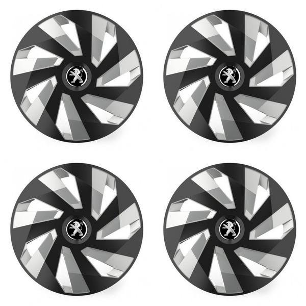 puklice pre  Peugeot (staršie logo) 16 Vector RC black and silver