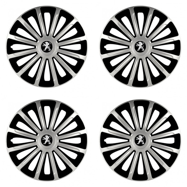 puklice pre Peugeot (staršie logo) 16 TREND silver and black
